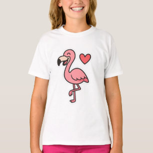 T-shirt Sticker Flamant rose de dessin animé mignon avec c