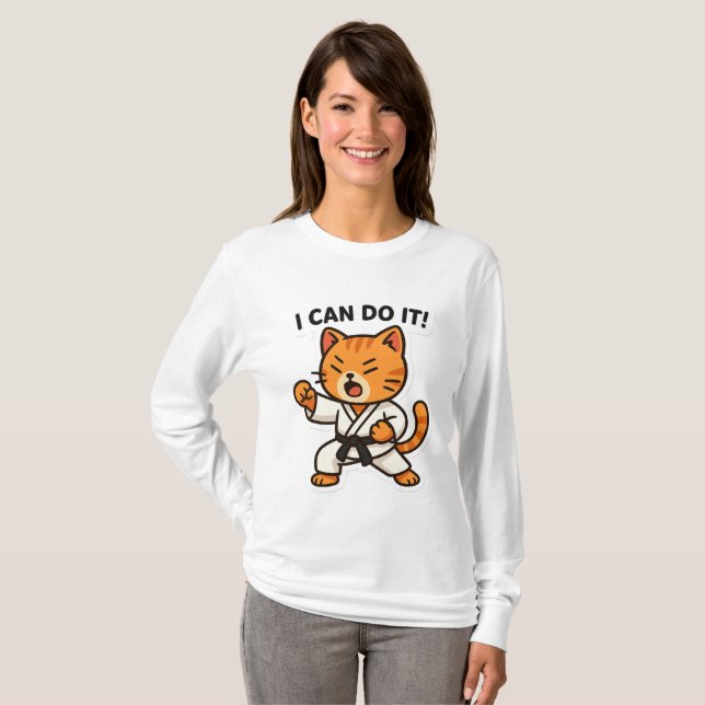 T-shirt Sticker Karate Cat (Devant entier)