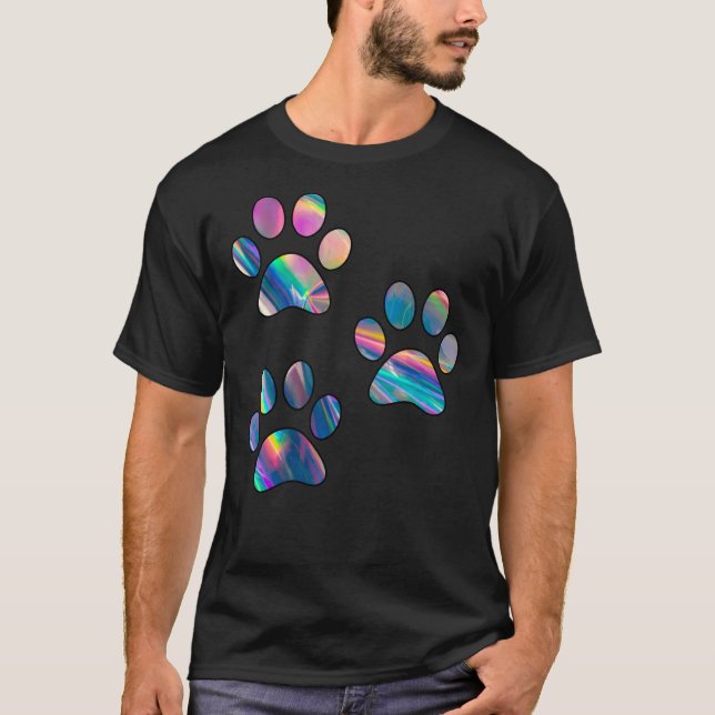 T-shirt Sticker pour empreintes de pattes holographiques (Devant)
