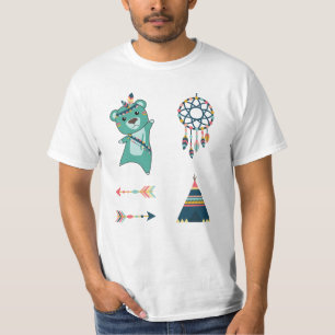 T-shirt Stickers Ours Turquoise Indien Tipi