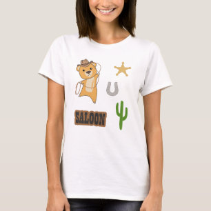 T-shirt Stickpack Bear Yellow Cowboy Western Saloon