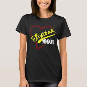 T-shirt Stitch Coeur Softball Maman Personnalisée Femmes N