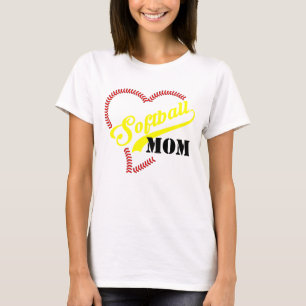 T-shirt Stitch Heart Softball Maman Personnalisée White TS