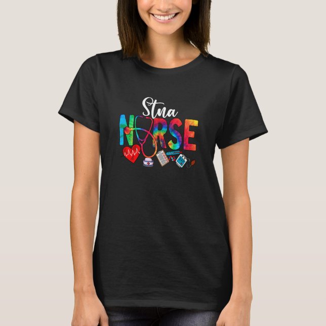 T-shirt STNA Nurse Tie Dye Love Heart Stethoscope RN Nurse (Devant)
