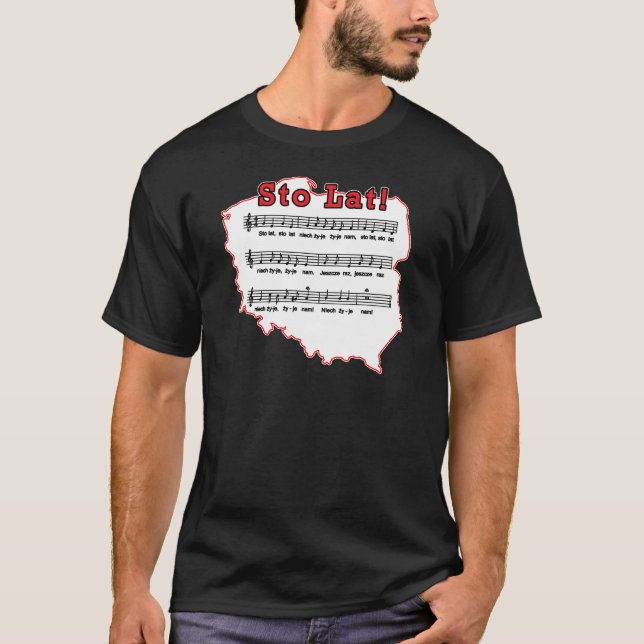 T-shirt Sto Lat ! Carte de la chanson polonaise (Devant)