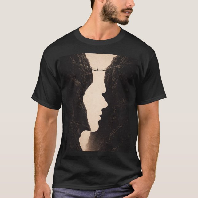 T-shirt Stoic Optical Illusion Abstract Art, Cliffs, Land (Devant)