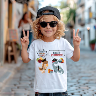 T-shirt Stomp Chomp Roar Pirate Dinosaur Twin Boy Annivers