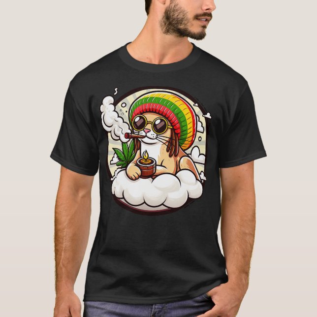 T-shirt Stoned Cat Happy (Devant)