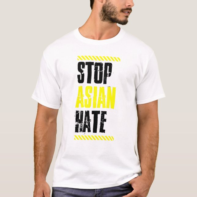T-shirt Stop Asian Hate Warning Tape American Pride Love A (Devant)
