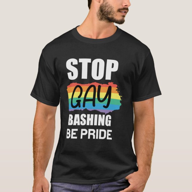 T-shirt Stop Bashing be Pride Lesbian Bisexual Trans Gay P (Devant)