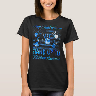 T-shirt Stop Child Abuse Usa Flag Awareness Mois