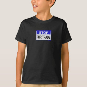 T-shirt Stop Fur Trade Panneau bleu