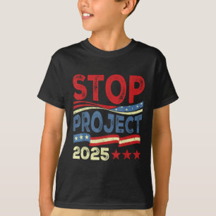 T-shirt Stop Project 2025 Anti Trump Usa Drapeau politique