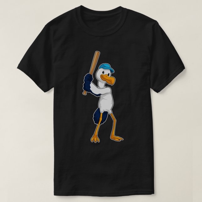 T-shirt Stork au baseball avec batte de baseball (Design devant)