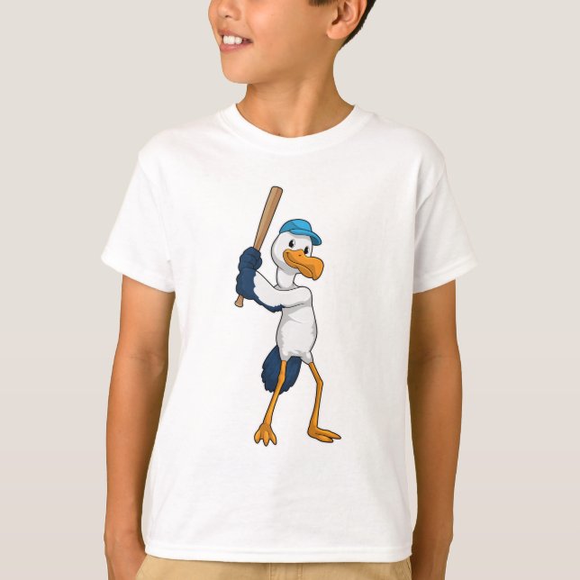 T-shirt Stork au baseball avec batte de baseball (Devant)