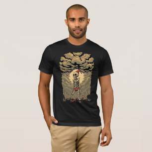 T-shirt Stormy Skeleton Clown : Retro Whimsy Tee