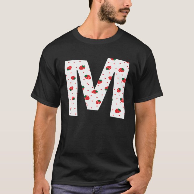 T-shirt Strawberry Initial Monogram Letter M Girl (Devant)
