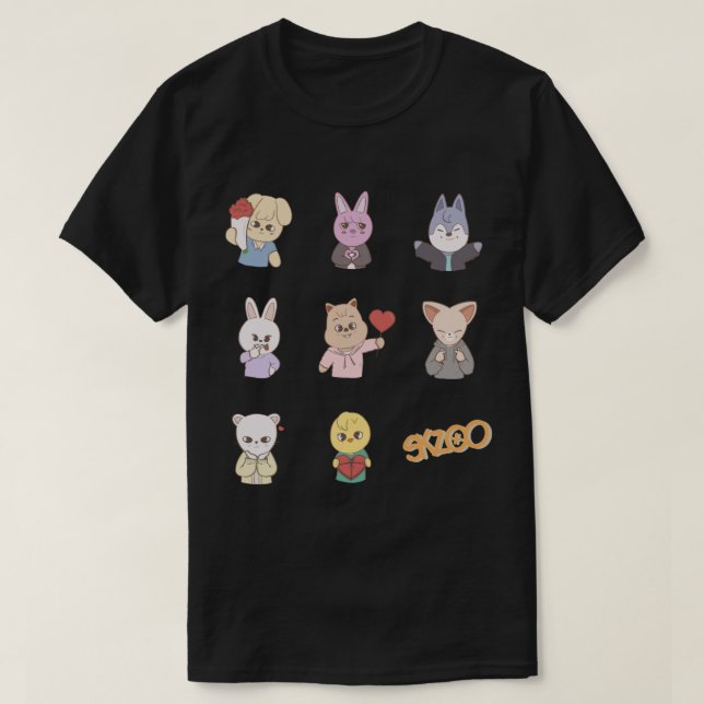 T-shirt Stray Kids SKZOO - Valentines Ver. Autocollant (Design devant)