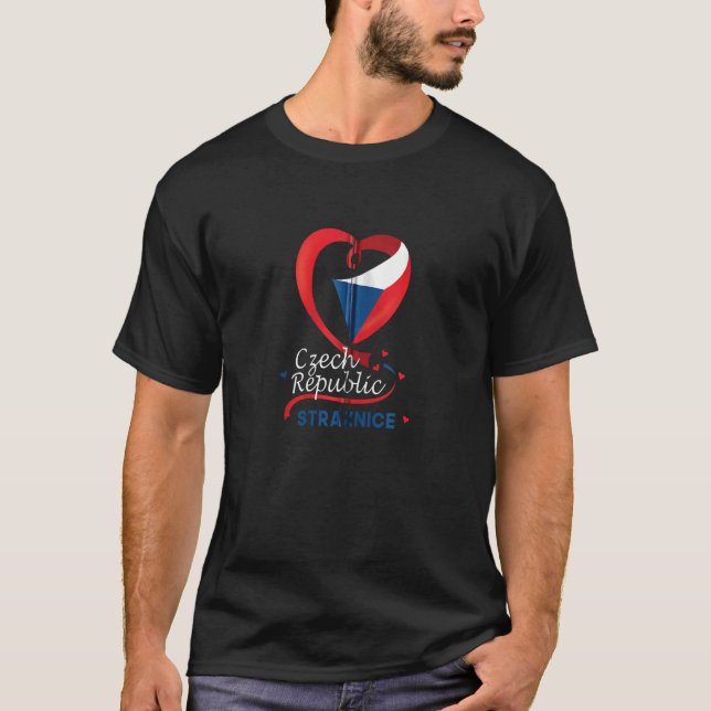 T-shirt Straznice République Tchèque Drapeau De Coeur Lion (Devant)