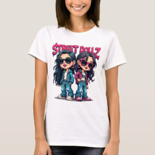 T-shirt Street Dollz Baddie Girls Cartoon Graffiti Tee