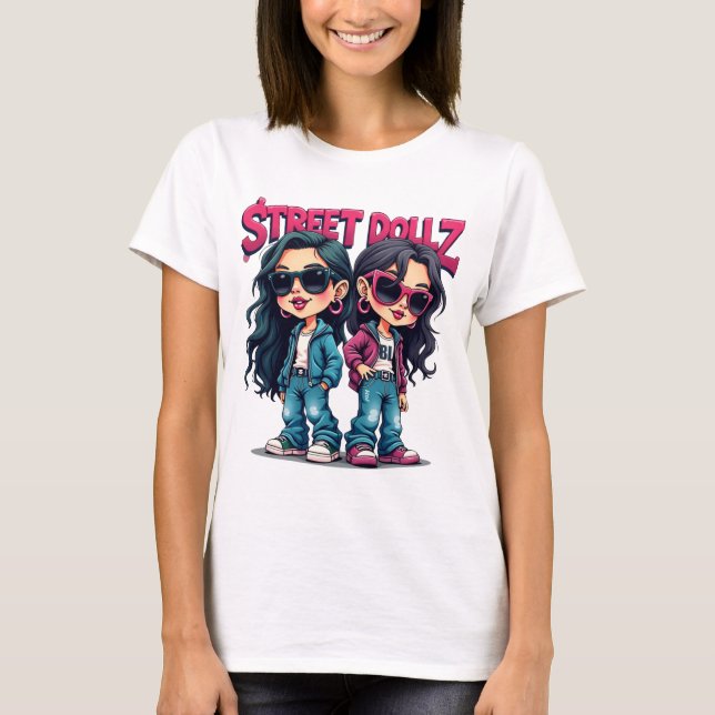T-shirt Street Dollz Baddie Girls Cartoon Graffiti Tee (Devant)