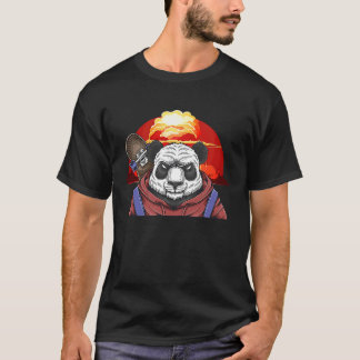 T-shirt Street Panda in outdoor sports skateboard