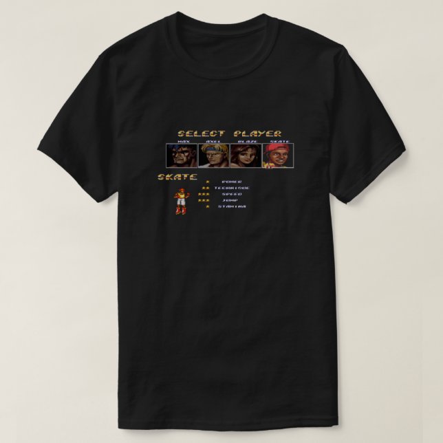 T-shirt Streets of Rage 2 – Select Skate  (Design devant)