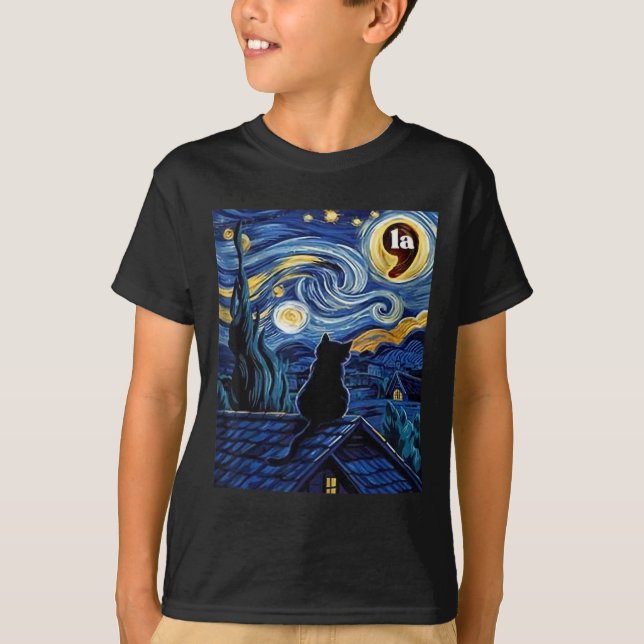 T-shirt Stress Night Black Cat Comma La Kamala Harris 2 (Devant)