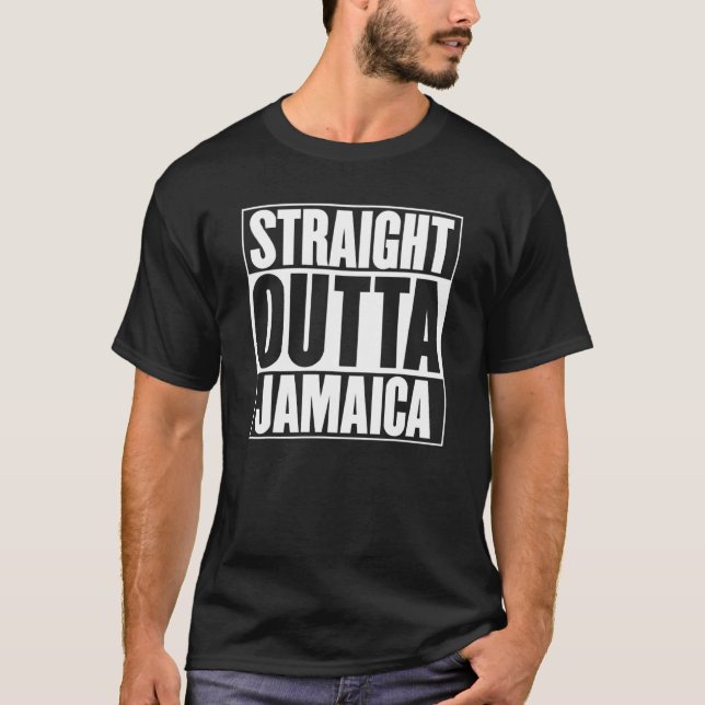 T-shirt Stright Outta Jamaïque Slogan Déclaration Fun Outf (Devant)