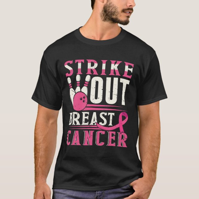 T-shirt Strike Out Breast Cancer Awareness Bowling Strike (Devant)