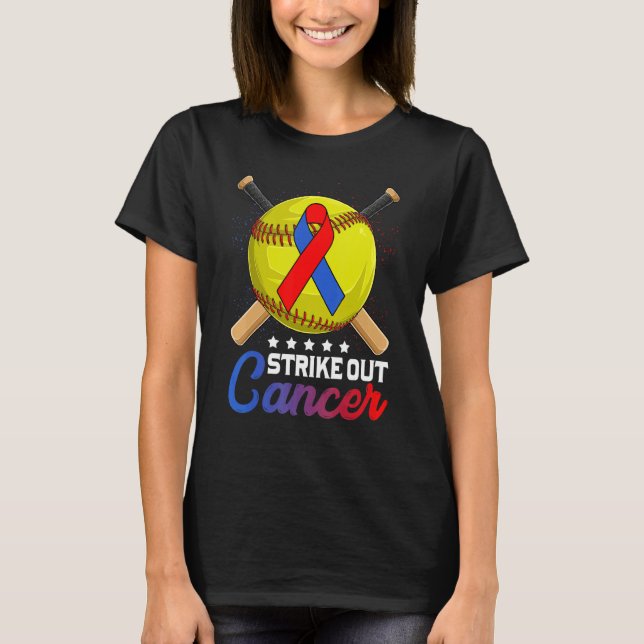 T-shirt Strike Out Pulmonary Fibrosis Awareness Red Blue R (Devant)