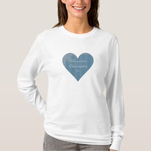 T-shirt "Striped Antique Heart" - Personnalisé avec Date