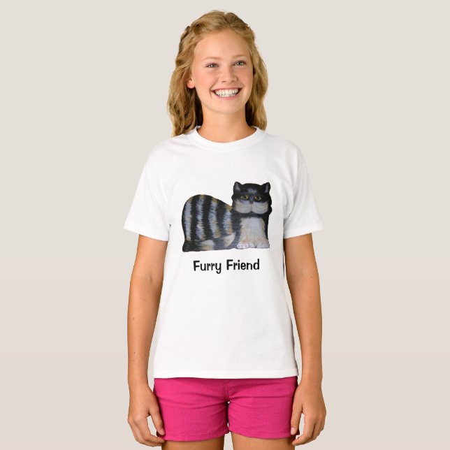 T-Shirt - Striped Cat Friend (Front Full)