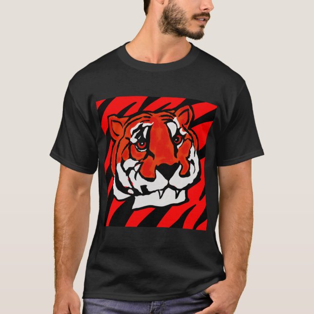 T-SHIRT STRIPES ORANGE ET NOIR (Devant)