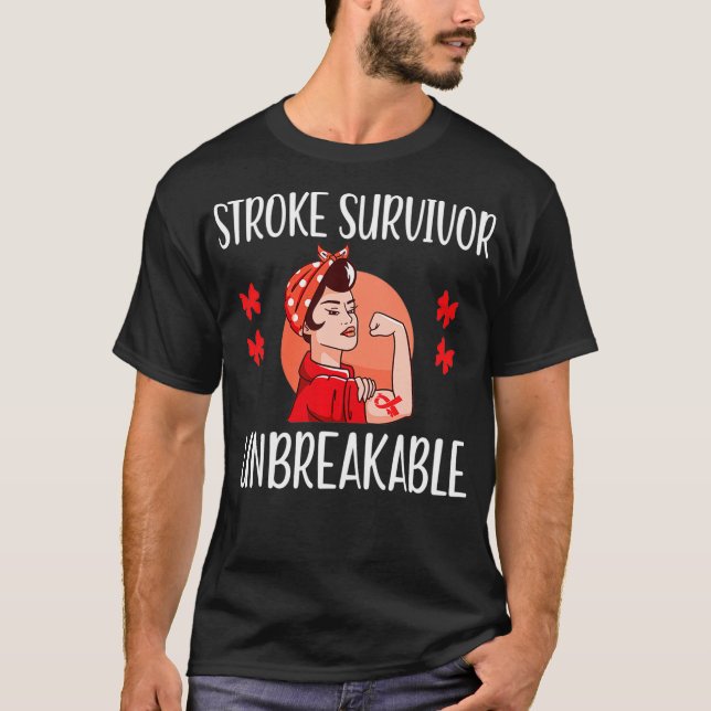 T-shirt Stroke Survivor Unbreakable Red Ribbon Stroke Warr (Devant)