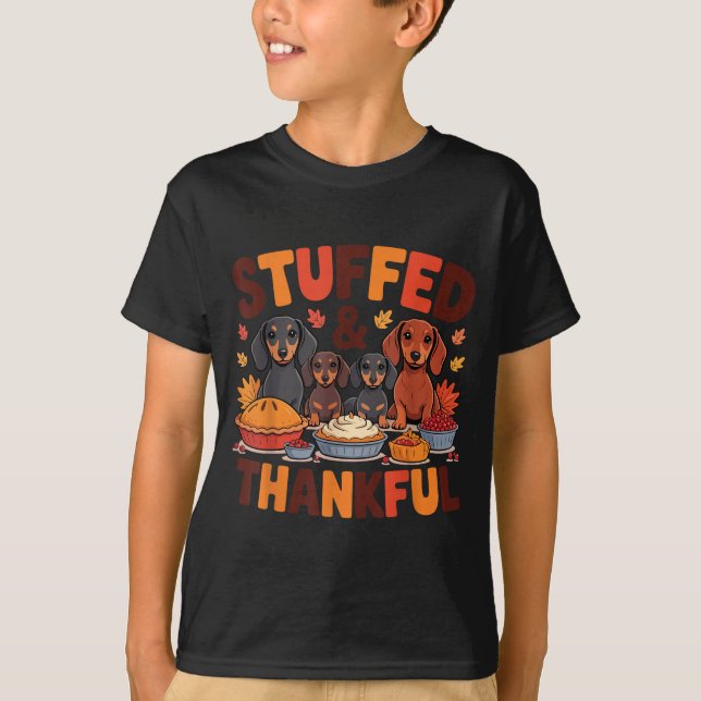 T-shirt Stuffed And Thankful Dachshund Funny Thanksgiving  (Devant)