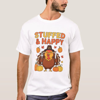 T-shirt Stuffed & Happy Turkey – Funny Thanksgiving Design