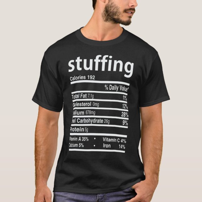 T-shirt Stuffing Nutrition Facts 2022 Thanksgiving Christm (Devant)
