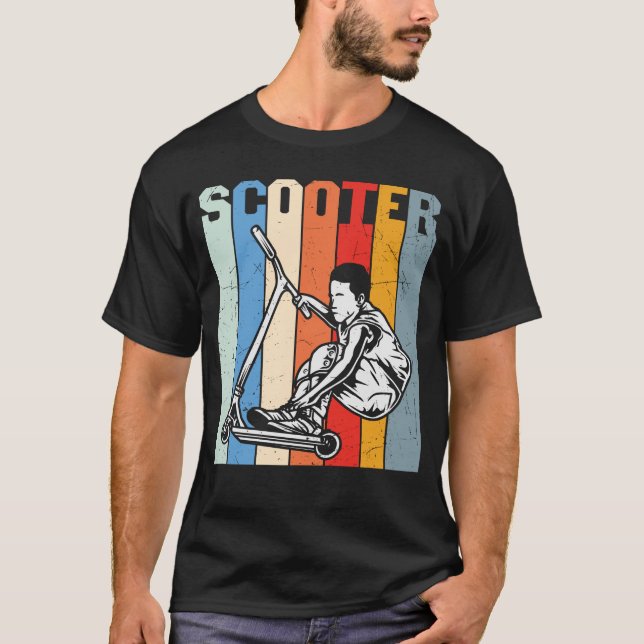 T-shirt Stunt Scooter Scooters Retro Design (Devant)
