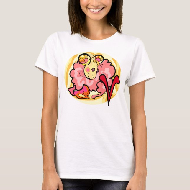 T-shirt Style années 1970 Aries Peinture avec Symbole (Devant)