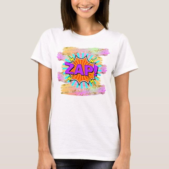 T-shirt Style BD Pop Art Retro Bleu violet orange ZAP (Devant)
