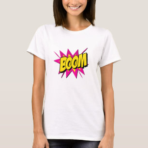 T-shirt Style BD Pop Art Retro Yellow Hot Rose BOOM