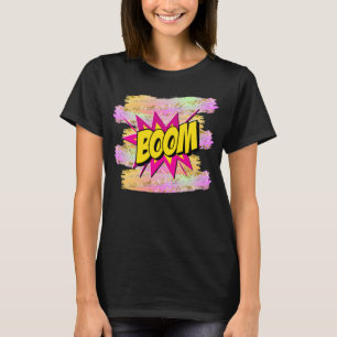 T-shirt Style BD Pop Art Retro Yellow Hot Rose BOOM