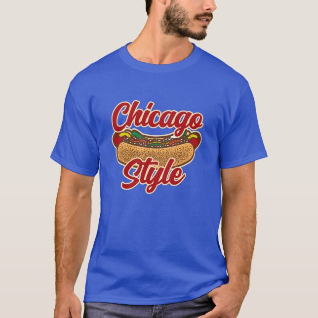 T-shirt Style Chicago Hot Dog Fun Food Illustration Oversi (Devant)