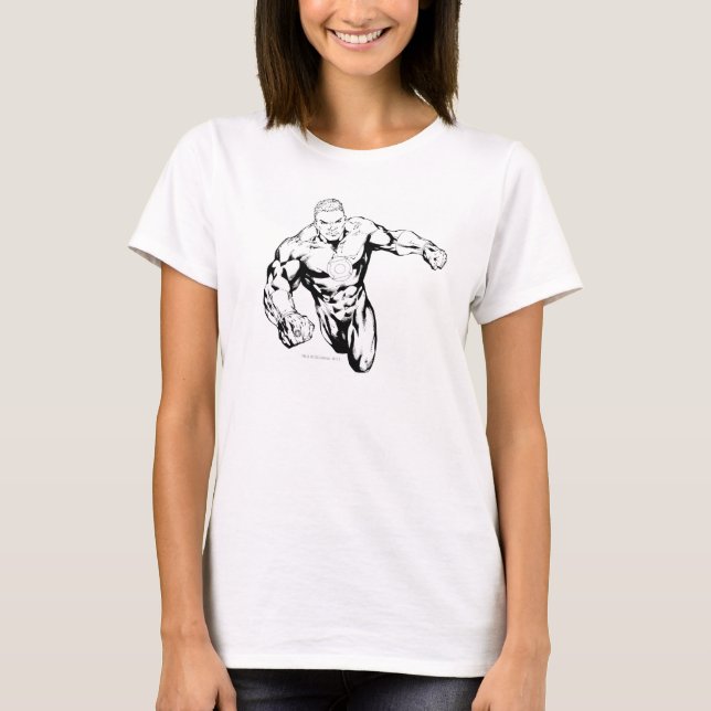 T-shirt Style comique - Lanterne verte, noir et blanc (Devant)