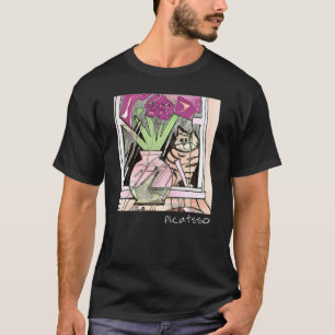 T-shirt Style d'art cubiste Picatsso Chat dans la fenêtre 
