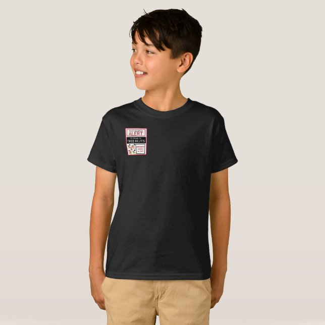 T-shirt Style de badge d'alerte d'allergie aux aliments de (Devant entier)