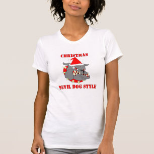 T-shirt Style de chien de diable de Noël de Marine Corps