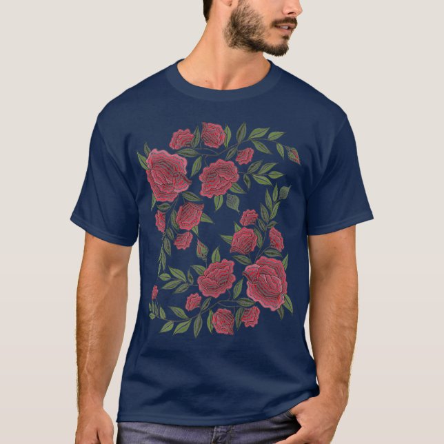 T-shirt Style de patchs de Rose de broderie Faux (Devant)