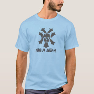 T-SHIRT STYLE DE RUE KREW YORK - GRUNGE SKULL - GRIS